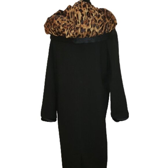 Authentic Luxury Designer Leopard Animal Print Hooded Hood Wool Warm Long Coat - Picture 11 of 12